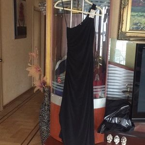 One shoulder bejeweled gown
